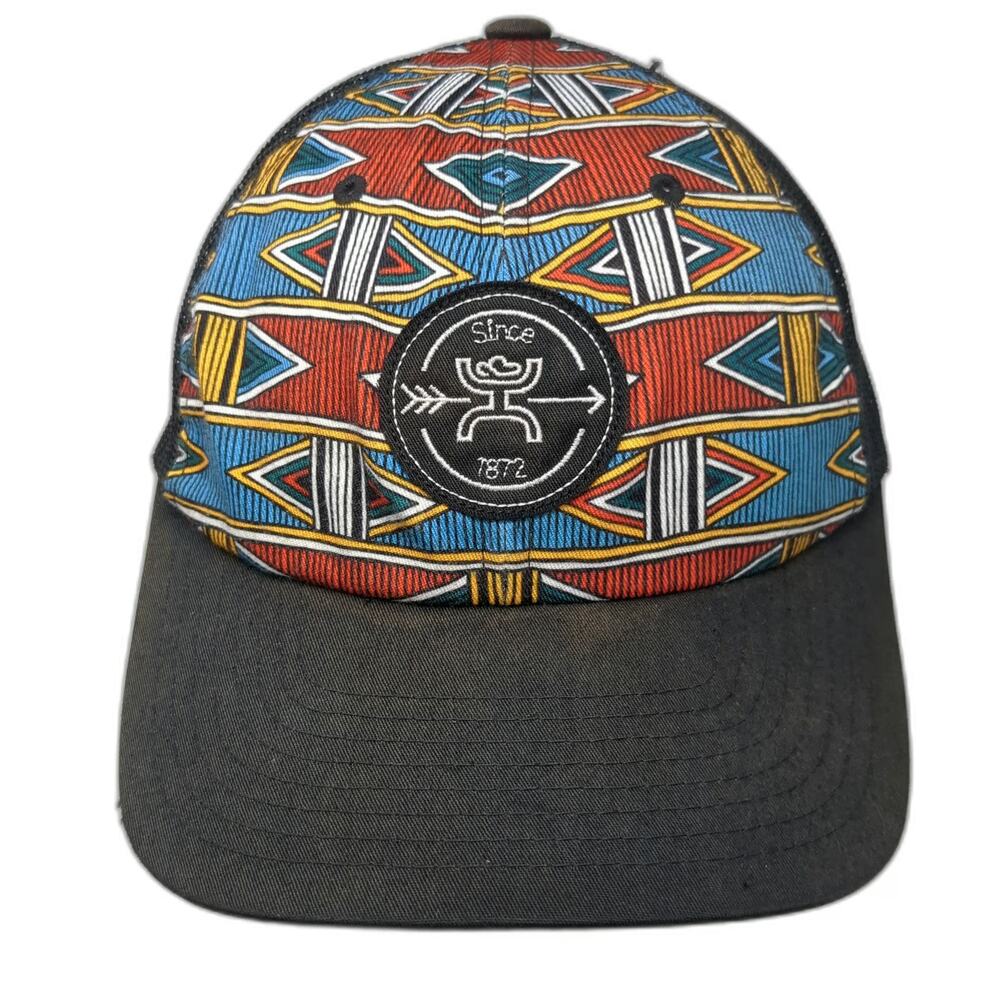 Hooey Trucker Hat Black One Size Geometric Aztec Logo Patch Mesh Back Snapback